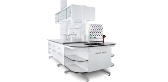 Reagent-Rack-with-Overhead-cabinet
